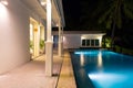 Swimming pool at night time Royalty Free Stock Photo