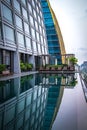 Pathum Wan District,Phloen Chit Road,Bangkok,Thailand on March 16,2019:Swimming pool on the 25th floor of The Okura Prestige Bangk