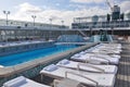 Swimming pool onboard Crystal Serenity cruise ship open deck Royalty Free Stock Photo