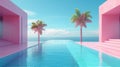 Swimming pool with palm trees on the background Royalty Free Stock Photo