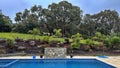 Swimming pool in a rainy day Royalty Free Stock Photo