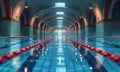 Swimming pool with red lane lines Royalty Free Stock Photo