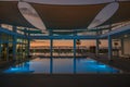 swimming pool in a residential complex in the sunset light 3 Royalty Free Stock Photo