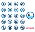 Swimming pool rules. Set of icons and symbol for pool. Royalty Free Stock Photo