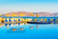 Swimming pool on the sea shore in Crete, Greece. Royalty Free Stock Photo