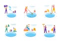 Swimming pool searvcice flat concept Royalty Free Stock Photo