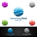 Swimming Pool Service Logo with Cleaning Pool and Maintenance Concept