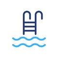 Swimming Pool Silhouette Icon. Ladder or Stairs for Swim Pool Color Icon. Summer Vacation and Activity Rest by Pool Royalty Free Stock Photo