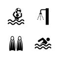 Swimming Pool. Simple Related Vector Icons Royalty Free Stock Photo