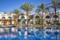 Swimming pool with the some beach lounges