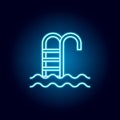 swimming pool, sport outline icon in neon style. elements of education illustration line icon. signs, symbols can be used for web Royalty Free Stock Photo
