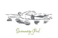 Swimming, pool, sport, water, swimmer concept. Hand drawn isolated vector. Royalty Free Stock Photo