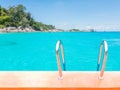 Swimming pool stair over sea background Royalty Free Stock Photo