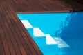 Inground pool steps access into pool, swimming pool deck edge