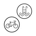 Swimming pool stairs, ladder icon. Bike sign isolated on background. Bicycle simbols. Vector flat design Royalty Free Stock Photo