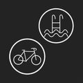 Swimming pool stairs, ladder icon. Bike sign isolated on background. Bicycle simbols. Vector flat design