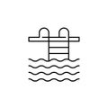 swimming pool, summertime, pool, swimming line icon on white background