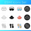 Swimming pool supplies icons set Royalty Free Stock Photo