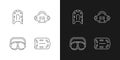 Swimming pool supplies linear icons set for dark and light mode