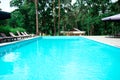 Swimming pool. Pool surrounded by green trees