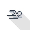 Swimming pool, swimmer, sport thin line flat icon. Linear vector symbol colorful long shadow design.