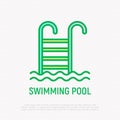 Swimming pool thin line icon. Modern vector illustration Royalty Free Stock Photo