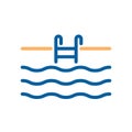 Swimming pool thin line icon with stairs ladder and water. Royalty Free Stock Photo