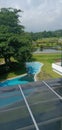 swimming pool under shady trees