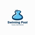 simple swimming pool logo design template