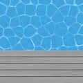 Swimming pool water and wooden deck, vector