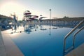 Swimming Pool with waterside during twilight