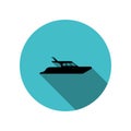 Swimming private yacht long shadow icon. Simple glyph, flat vector of transport icons for ui and ux, website or mobile application