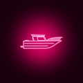swimming private yacht neon icon. Elements of Transport set. Simple icon for websites, web design, mobile app, info graphics