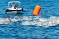 Swimming Race in the Mediterranean Sea - Tellaro La Spezia Liguria Italy Royalty Free Stock Photo