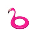 Swimming ring in flamingo form. Pink flamingo inflatable float. Vector.