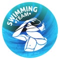 Swimming round logo. Swimmer torso emblem creative Royalty Free Stock Photo