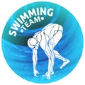 Swimming round logo. Swimmer torso emblem creative Royalty Free Stock Photo