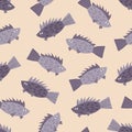 Swimming ruff fish hand drawn vector illustration. Seamless pattern for kids fabric.