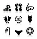 Swimming, scuba diving, sport vector icons set Royalty Free Stock Photo