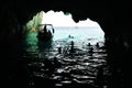 Swimming in sea caves, Zakynthos, Greece Royalty Free Stock Photo