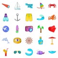 Swimming in the sea icons set, cartoon style Royalty Free Stock Photo