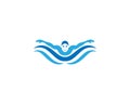 Swimming Silhouette Sea Ocean Water Wave Logo Design Royalty Free Stock Photo