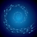 Swimming sperm,Form the shape of the swirl. Royalty Free Stock Photo