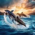 Swimming Spinner dolphins in the