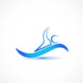 Swimming sport icon symbol logo vector image Royalty Free Stock Photo