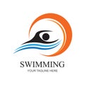 Swimming sport logo ilustration vector design template Royalty Free Stock Photo