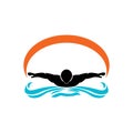 Swimming sport logo ilustration vector design template Royalty Free Stock Photo