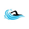 Swimming sport logo ilustration vector design template Royalty Free Stock Photo