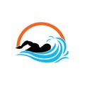 Swimming sport logo ilustration vector design template Royalty Free Stock Photo