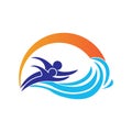 Swimming sport logo ilustration vector design template Royalty Free Stock Photo